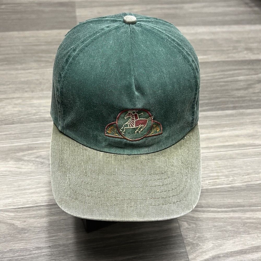 Vintage 90s South‎ Africa Hat Adult Green Brown Strapback Aboriginal Art History